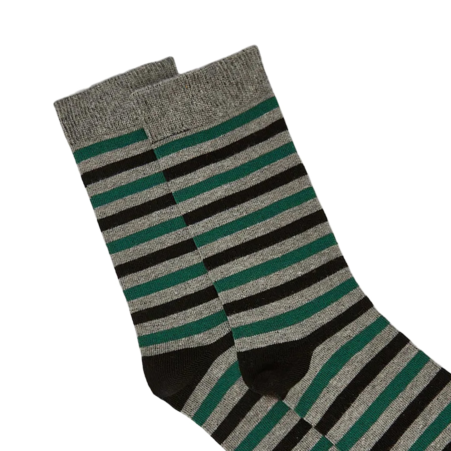 Green - Side - Maine Mens Stripe Socks (Pack of 3)