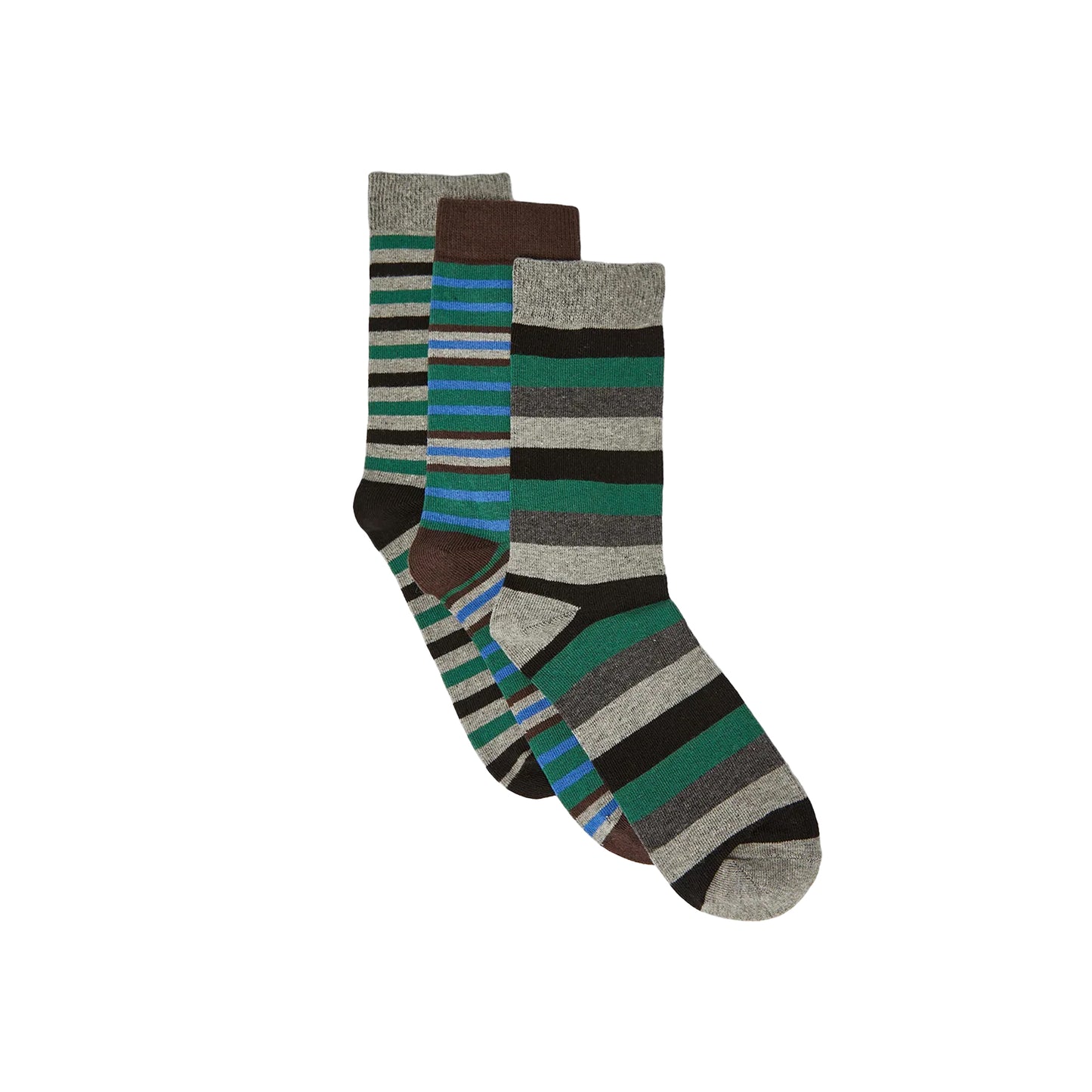 Green - Front - Maine Mens Stripe Socks (Pack of 3)