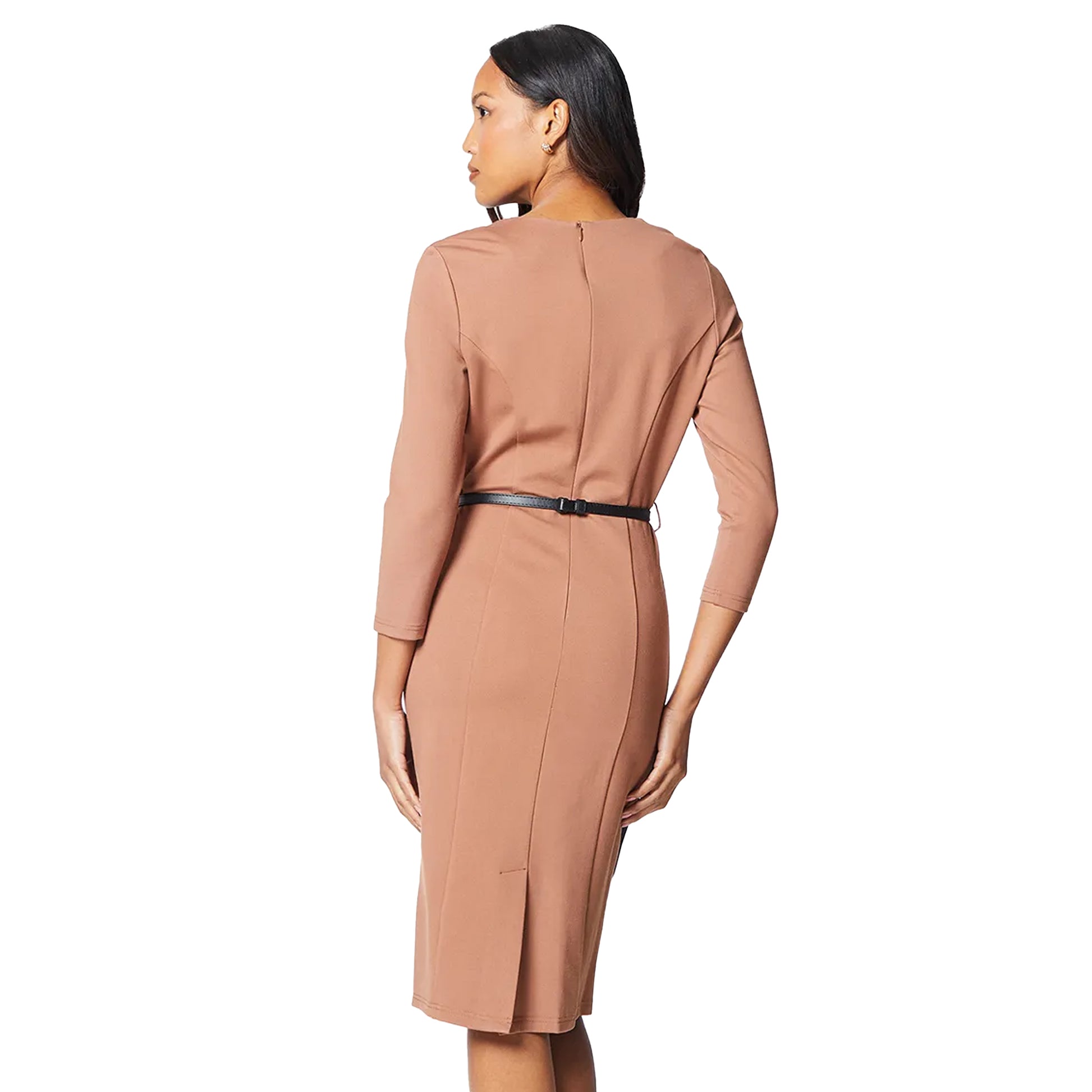 Camel - Back - Principles Womens-Ladies Contrast Detail Ponte Shift Dress