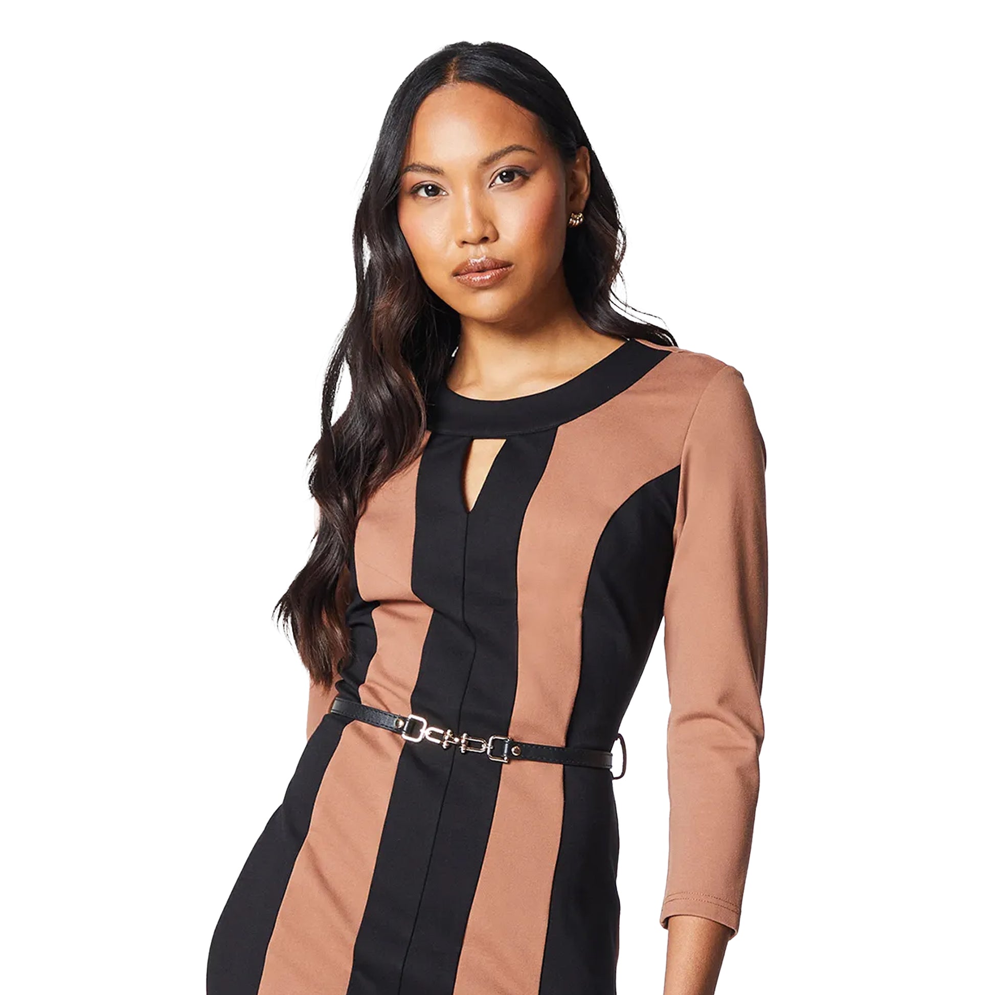 Camel - Side - Principles Womens-Ladies Contrast Detail Ponte Shift Dress