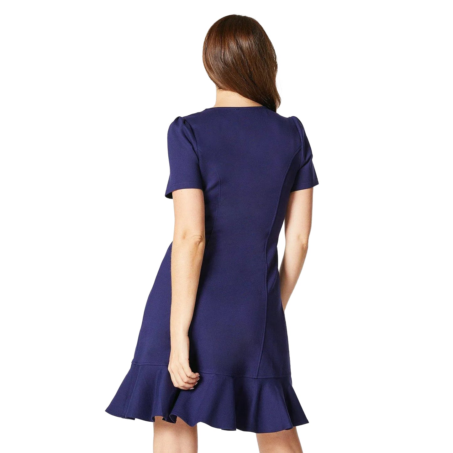 Navy - Back - Principles Womens-Ladies Ponte Zip Front Shift Dress