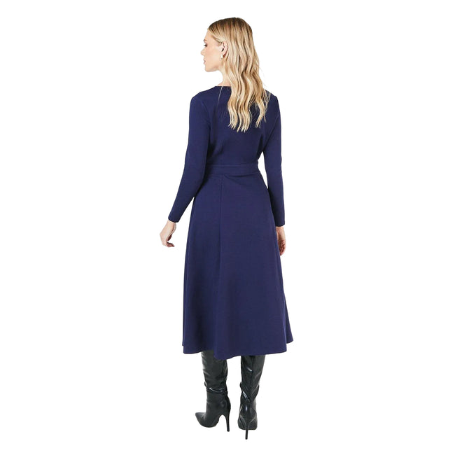 Navy - Back - Principles Womens-Ladies Ponte Zip Front Midi Dress