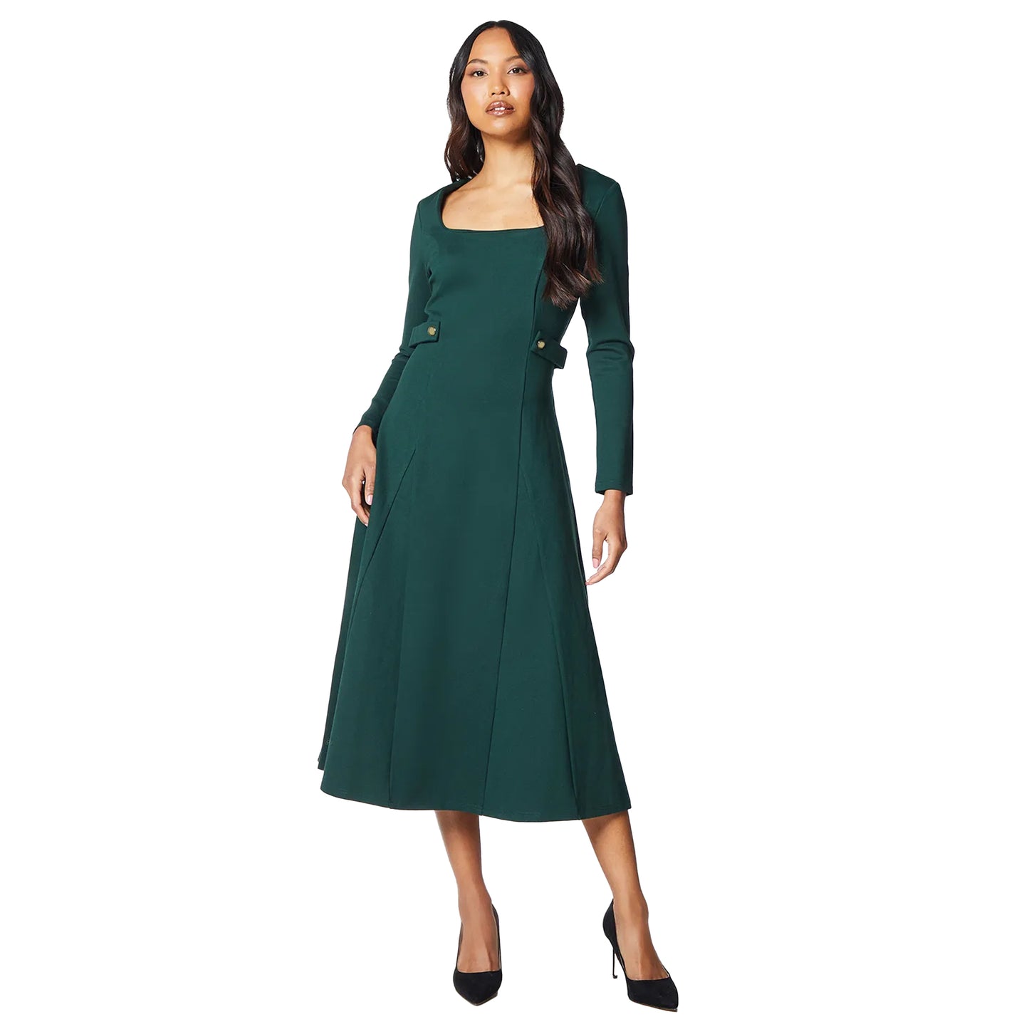 Forest - Front - Principles Womens-Ladies Ponte Tab Waist Dress
