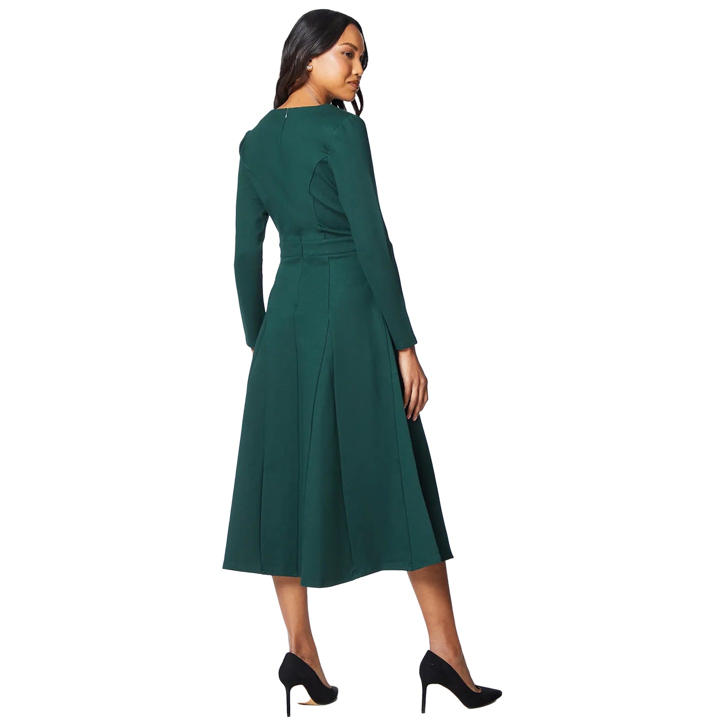 Forest - Back - Principles Womens-Ladies Ponte Tab Waist Dress