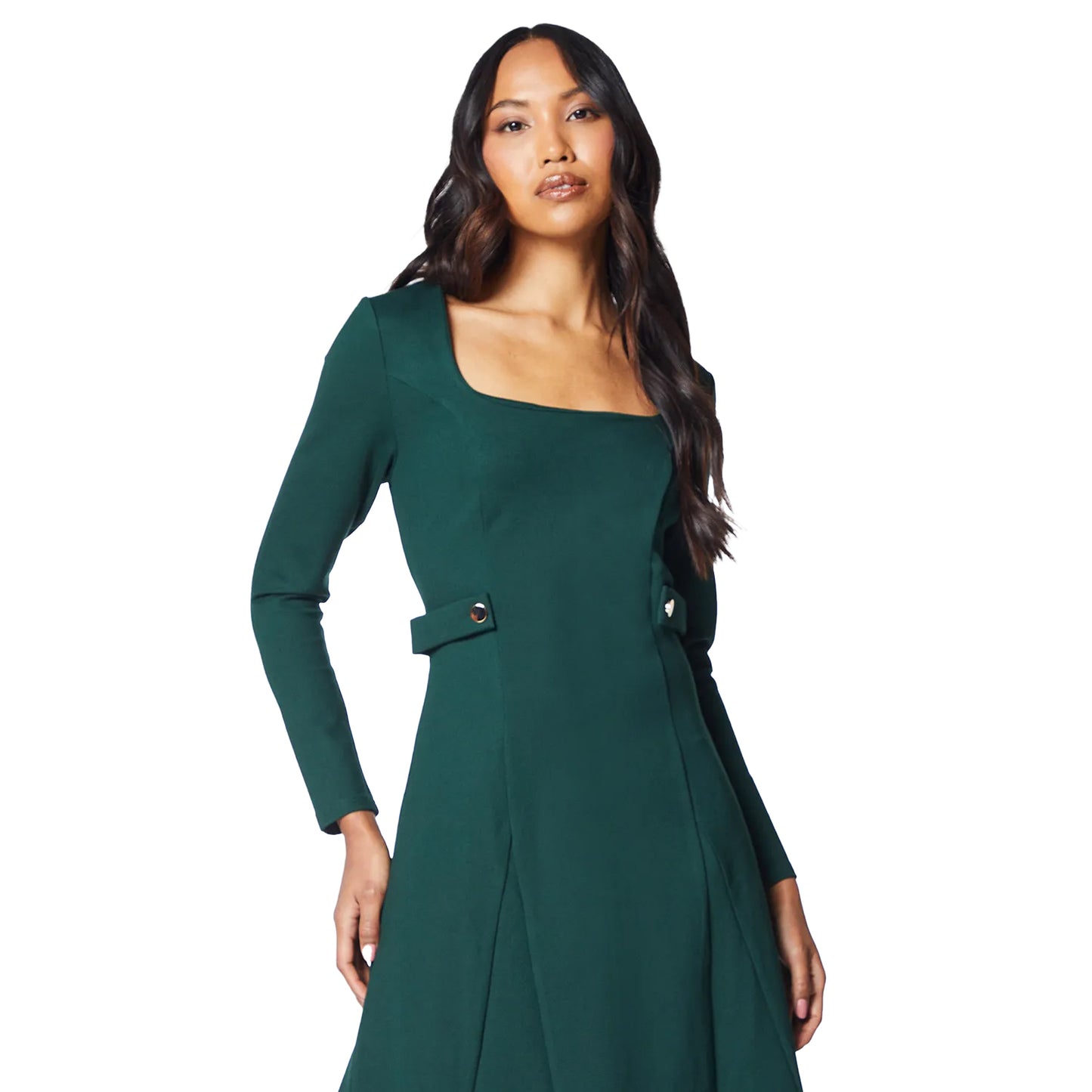 Forest - Side - Principles Womens-Ladies Ponte Tab Waist Dress