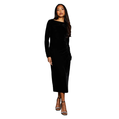 Black - Side - Principles Womens-Ladies Front Knot Midi Dress