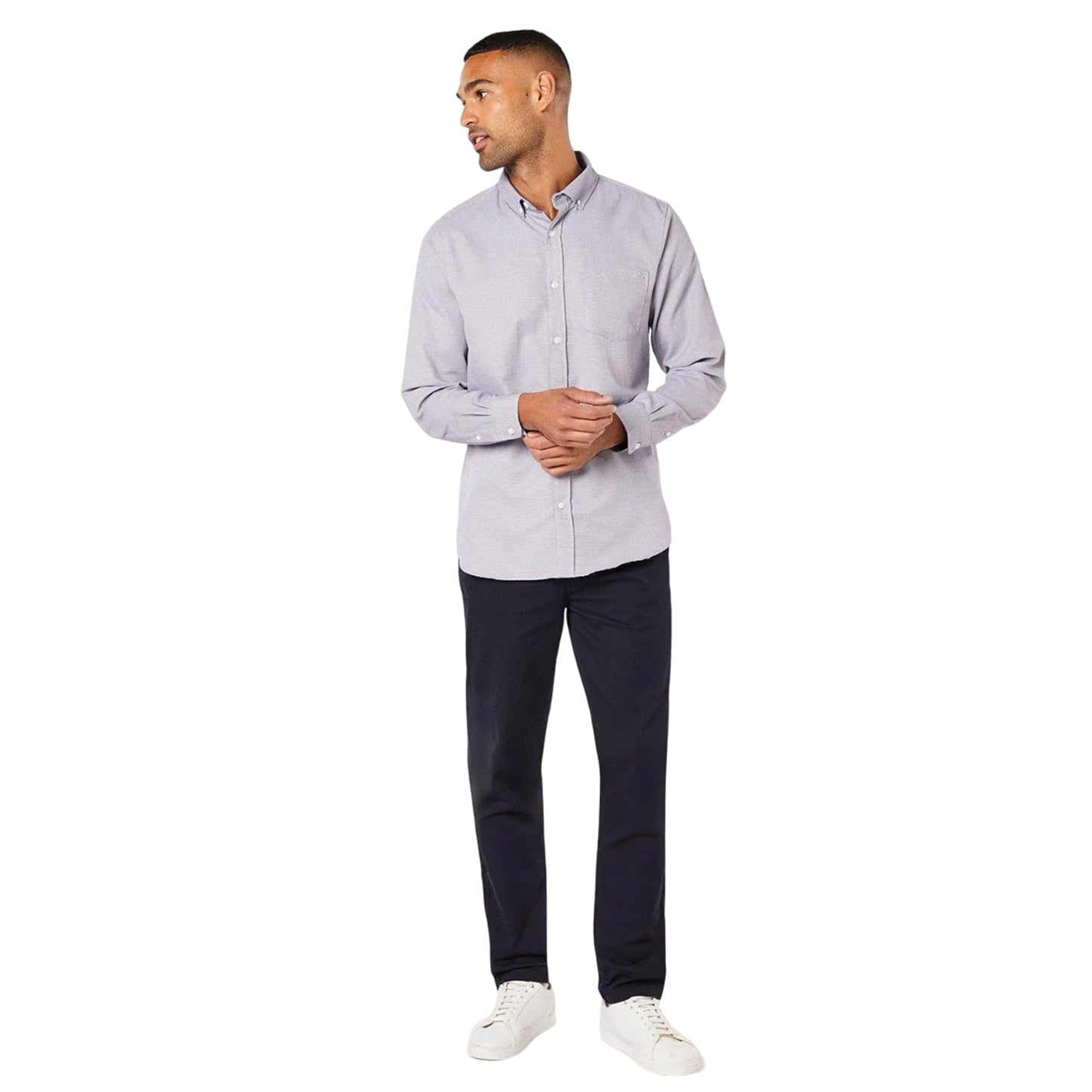 Burgundy - Side - Maine Mens Patterned Long-Sleeved Shirt