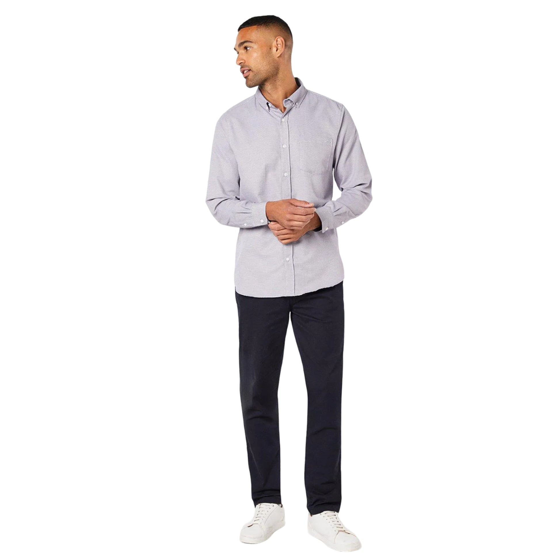Burgundy - Side - Maine Mens Patterned Long-Sleeved Shirt