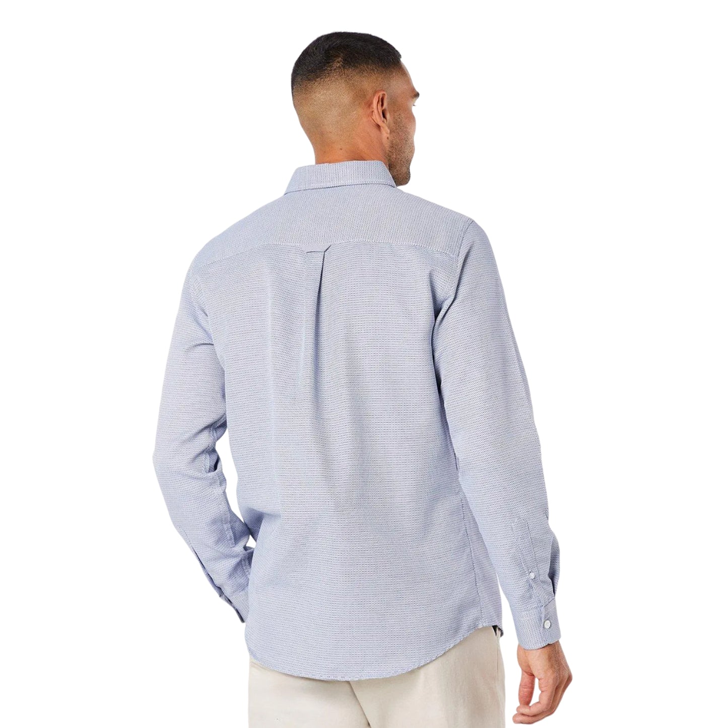 Navy - Back - Maine Mens Patterned Long-Sleeved Shirt