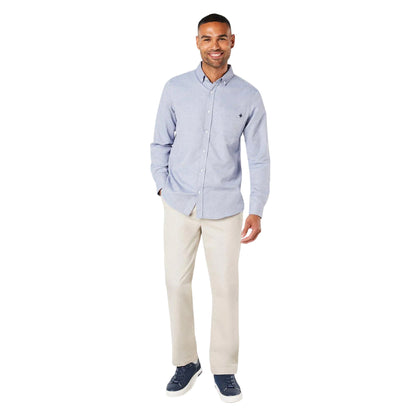 Navy - Side - Maine Mens Patterned Long-Sleeved Shirt