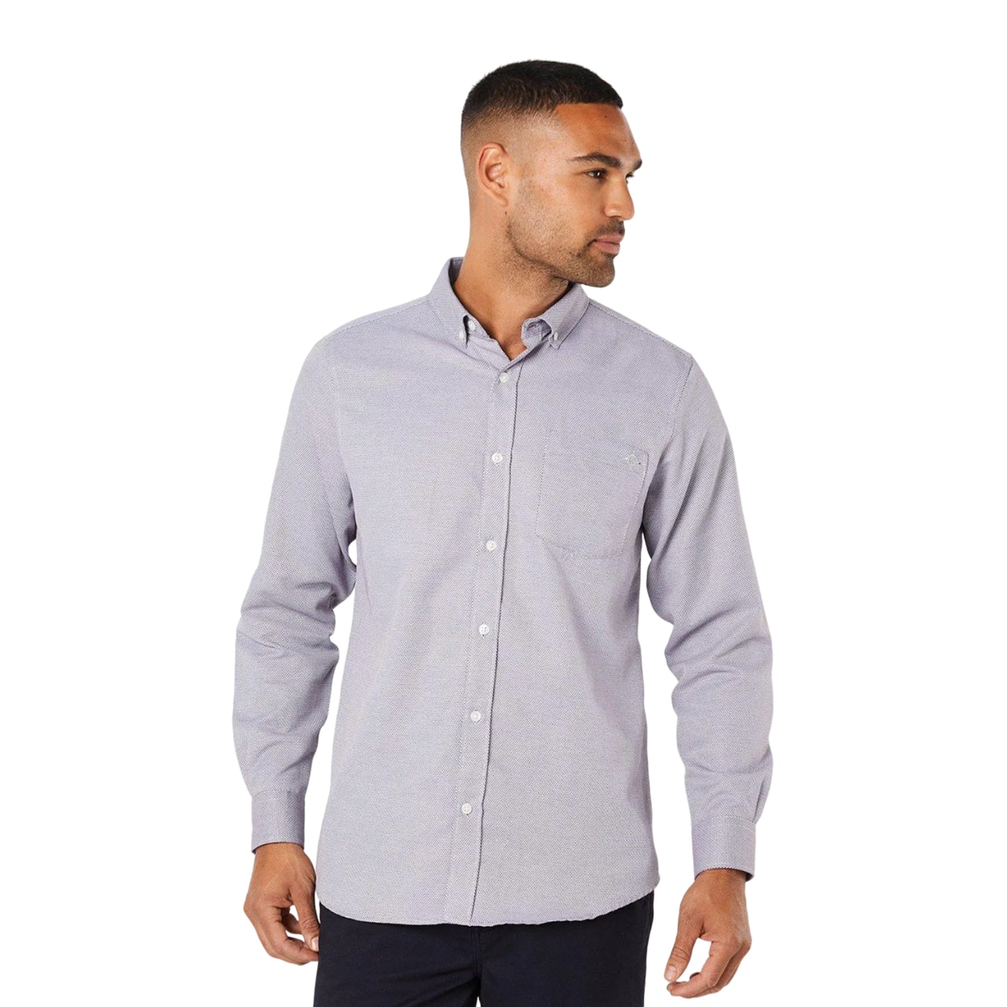 Burgundy - Front - Maine Mens Patterned Long-Sleeved Shirt