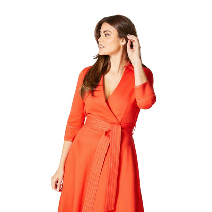 Rust - Side - Principles Womens-Ladies Stitched Ponte Waist Tie Midi Dress