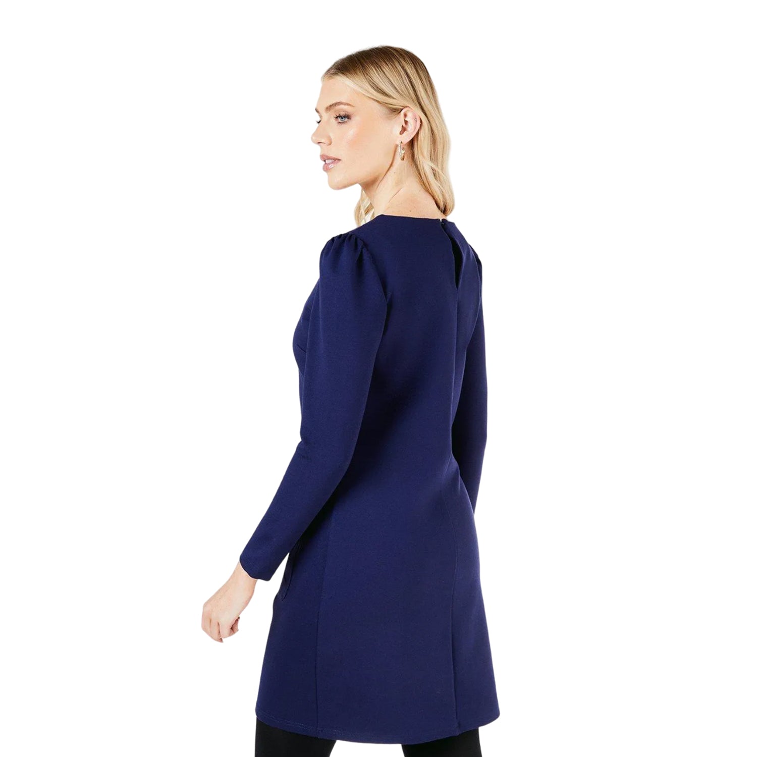 Navy - Back - Principles Womens-Ladies Ponte Pocket Detail Shift Dress