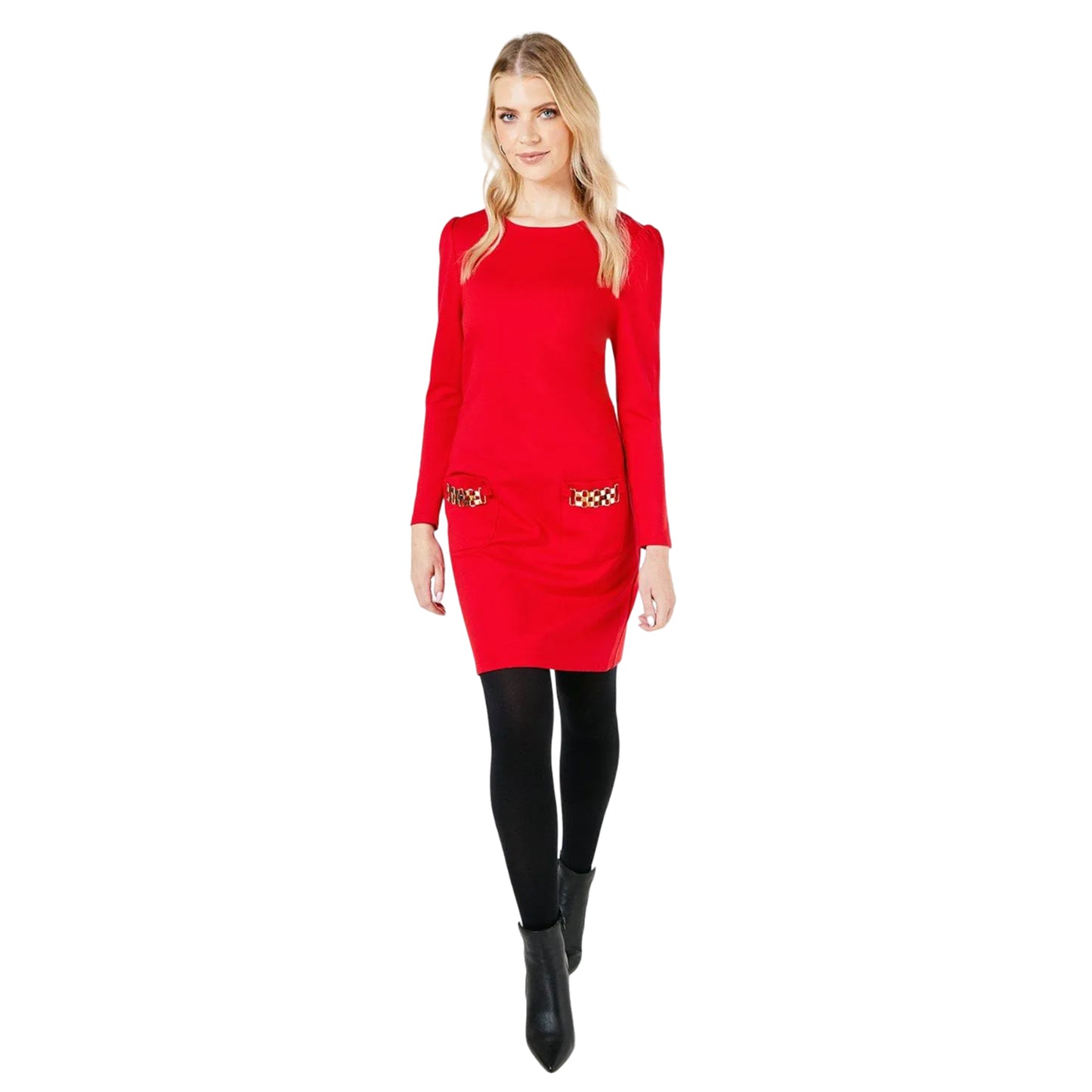Red - Side - Principles Womens-Ladies Ponte Pocket Detail Shift Dress