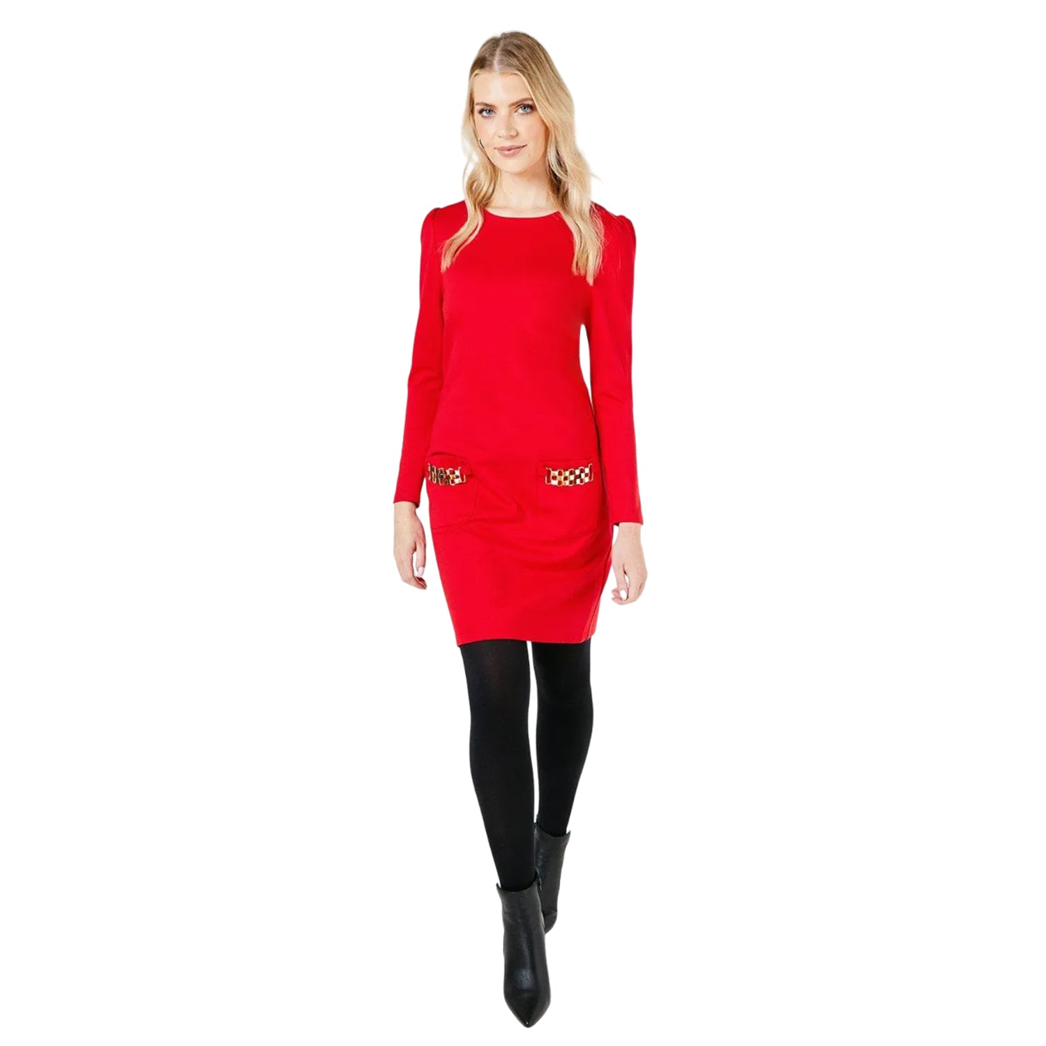 Red - Side - Principles Womens-Ladies Ponte Pocket Detail Shift Dress