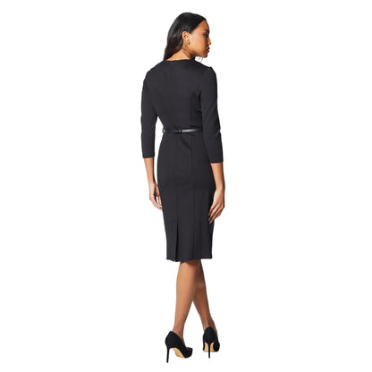 Black - Back - Principles Womens-Ladies PU Belt Shift Dress