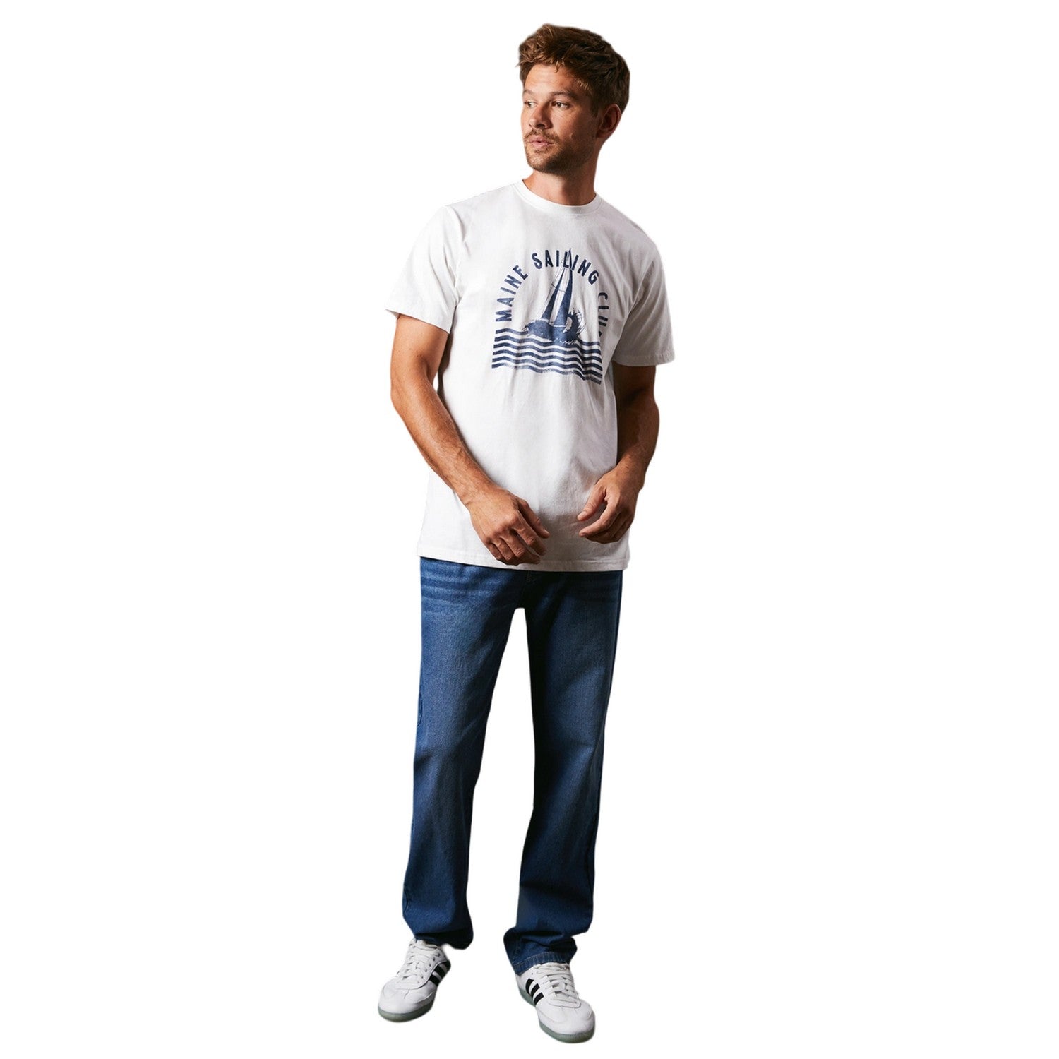 White - Side - Maine Mens Sailing Club Printed T-Shirt
