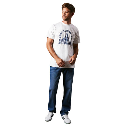 White - Side - Maine Mens Sailing Club Printed T-Shirt