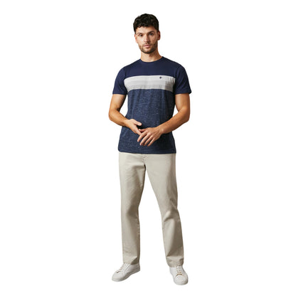 Navy - Side - Maine Mens Detroit Stripe T-Shirt