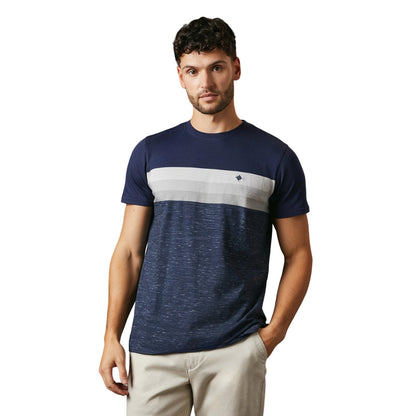 Navy - Front - Maine Mens Detroit Stripe T-Shirt