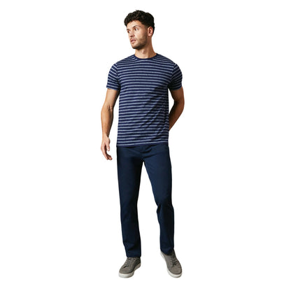 Navy - Side - Maine Mens Phoenix Stripe T-Shirt