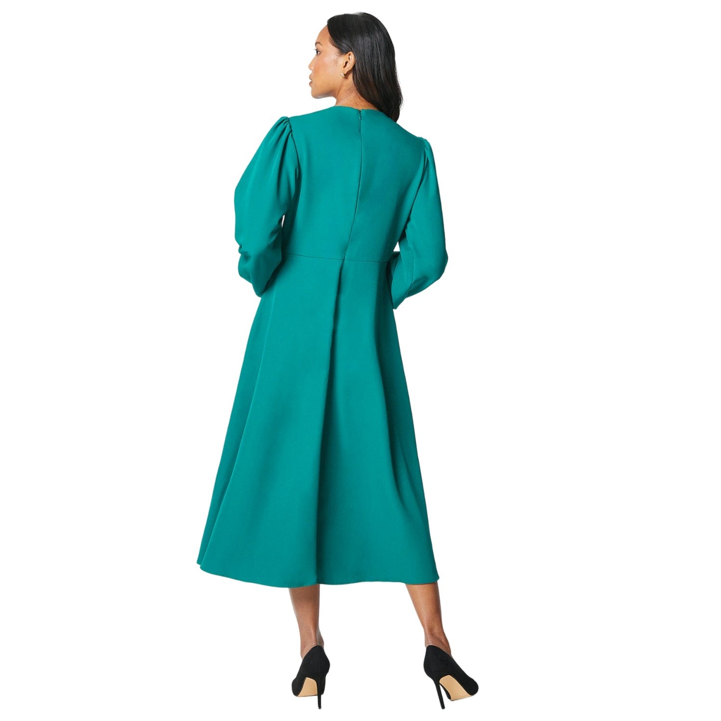 Green - Back - Principles Womens-Ladies Crepe Bow Detail Midi Dress