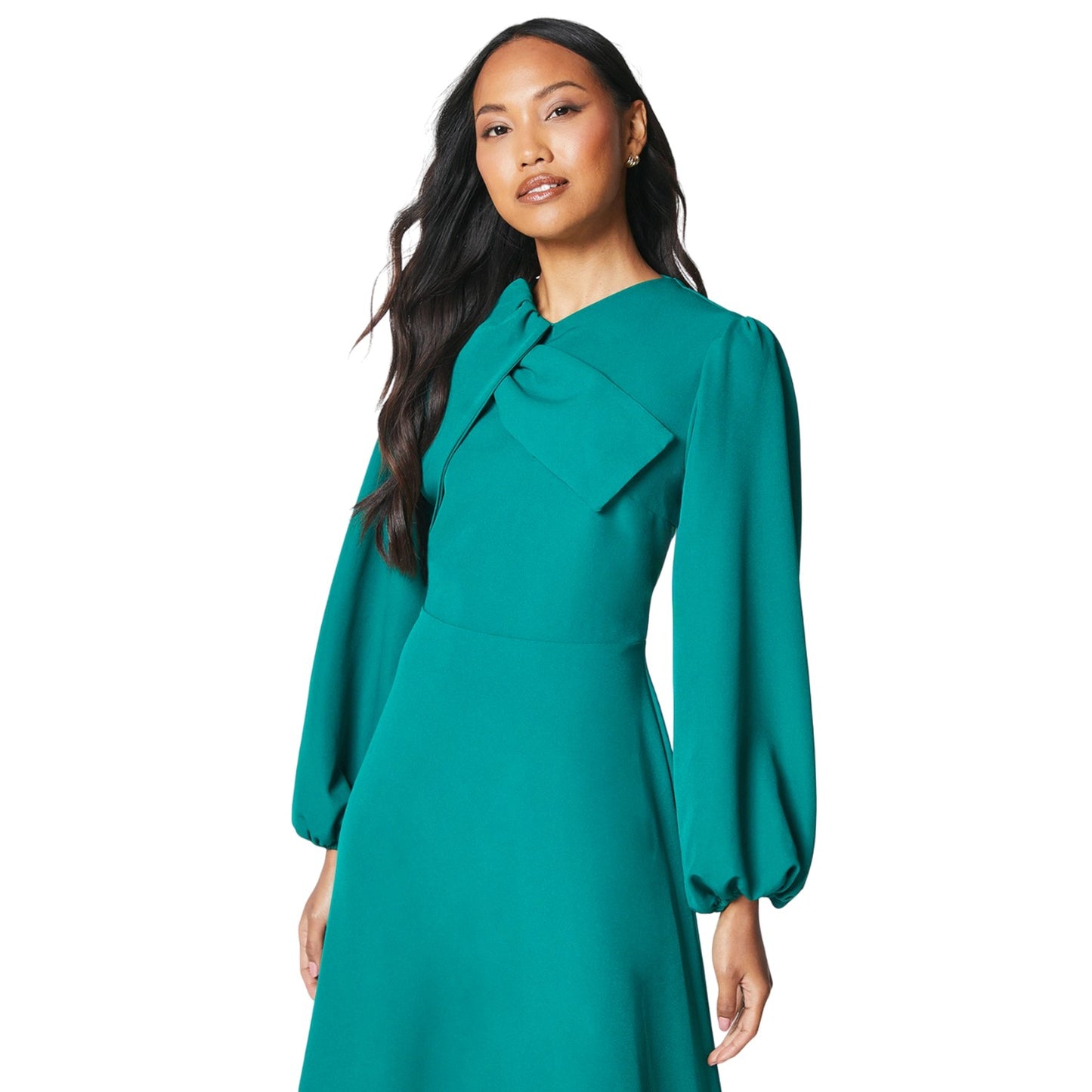 Green - Side - Principles Womens-Ladies Crepe Bow Detail Midi Dress