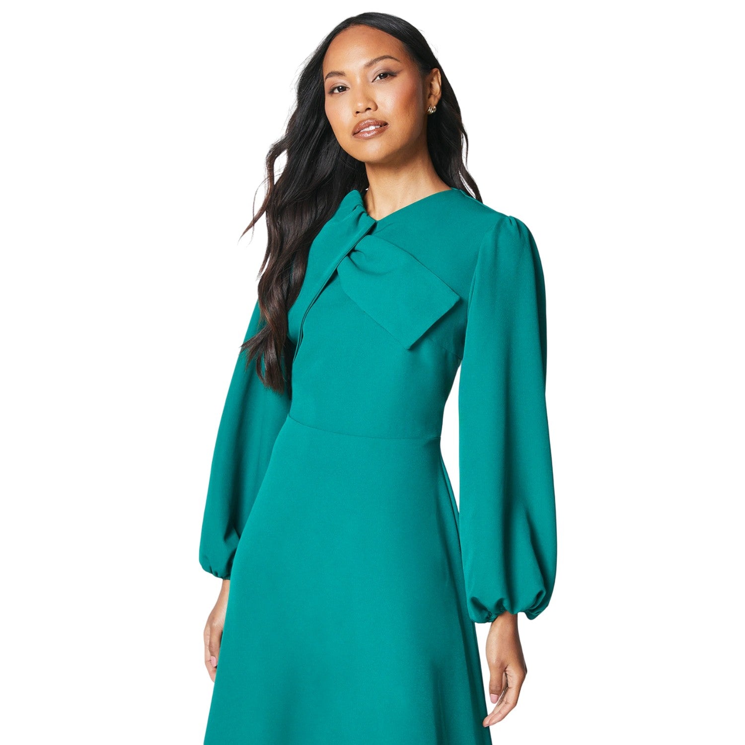 Green - Side - Principles Womens-Ladies Crepe Bow Detail Midi Dress