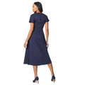 Blue - Back - Principles Womens-Ladies Colour Block Tie Belt Midi Dress