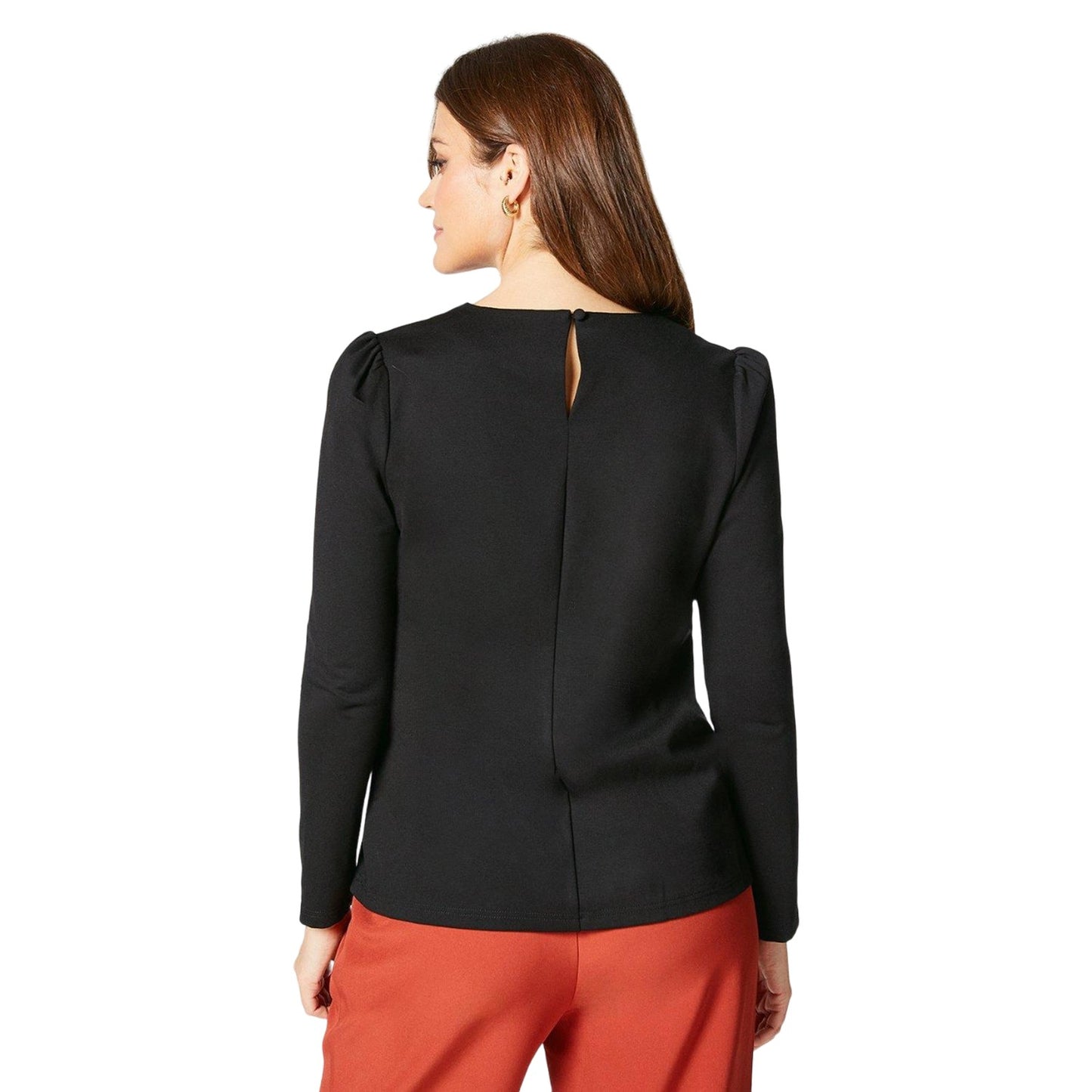 Black - Back - Principles Womens-Ladies Eyelets Ponte Top