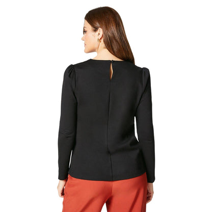Black - Back - Principles Womens-Ladies Eyelets Ponte Top