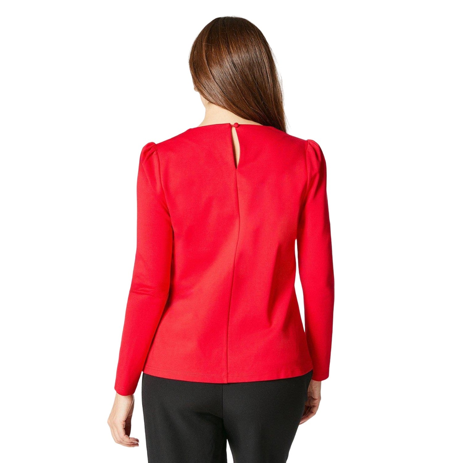Red - Back - Principles Womens-Ladies Eyelets Ponte Top