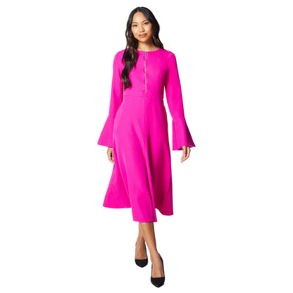 Pink - Front - Principles Womens-Ladies Zip Front Midi Dress