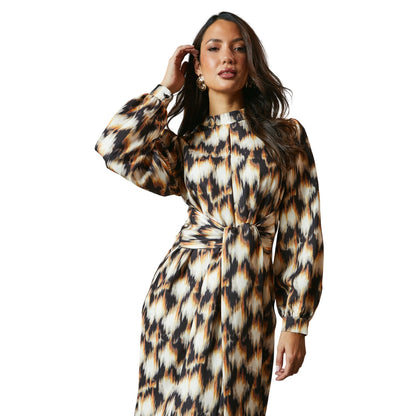 Black - Side - Principles Womens-Ladies Valerie Abstract Keyhole Midi Dress