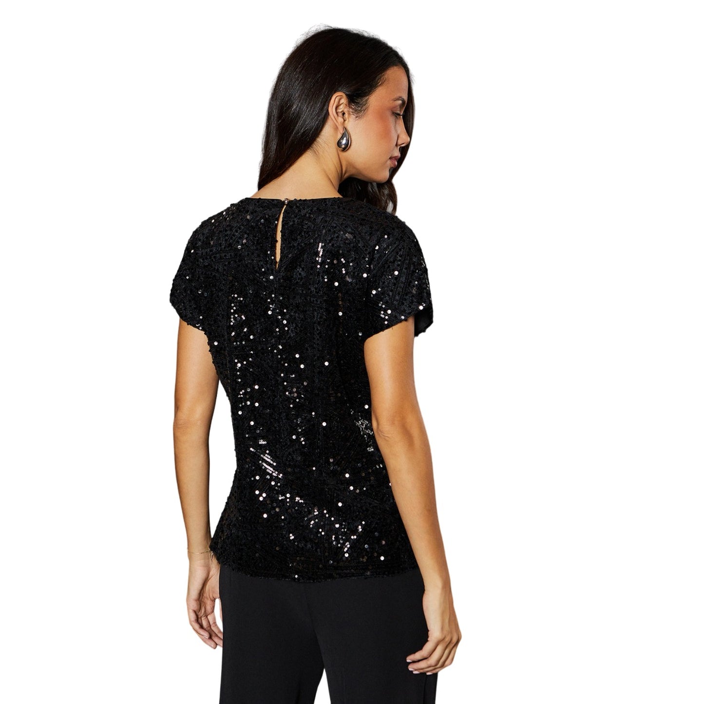 Black - Back - Principles Womens-Ladies Sequin Top