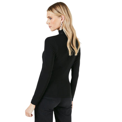 Black - Back - Principles Womens-Ladies Draped High-Neck Long-Sleeved Top