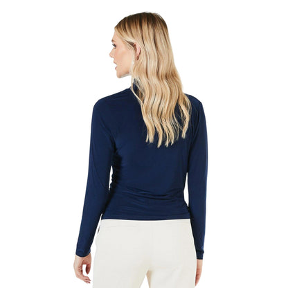 Navy - Back - Principles Womens-Ladies Draped High-Neck Long-Sleeved Top
