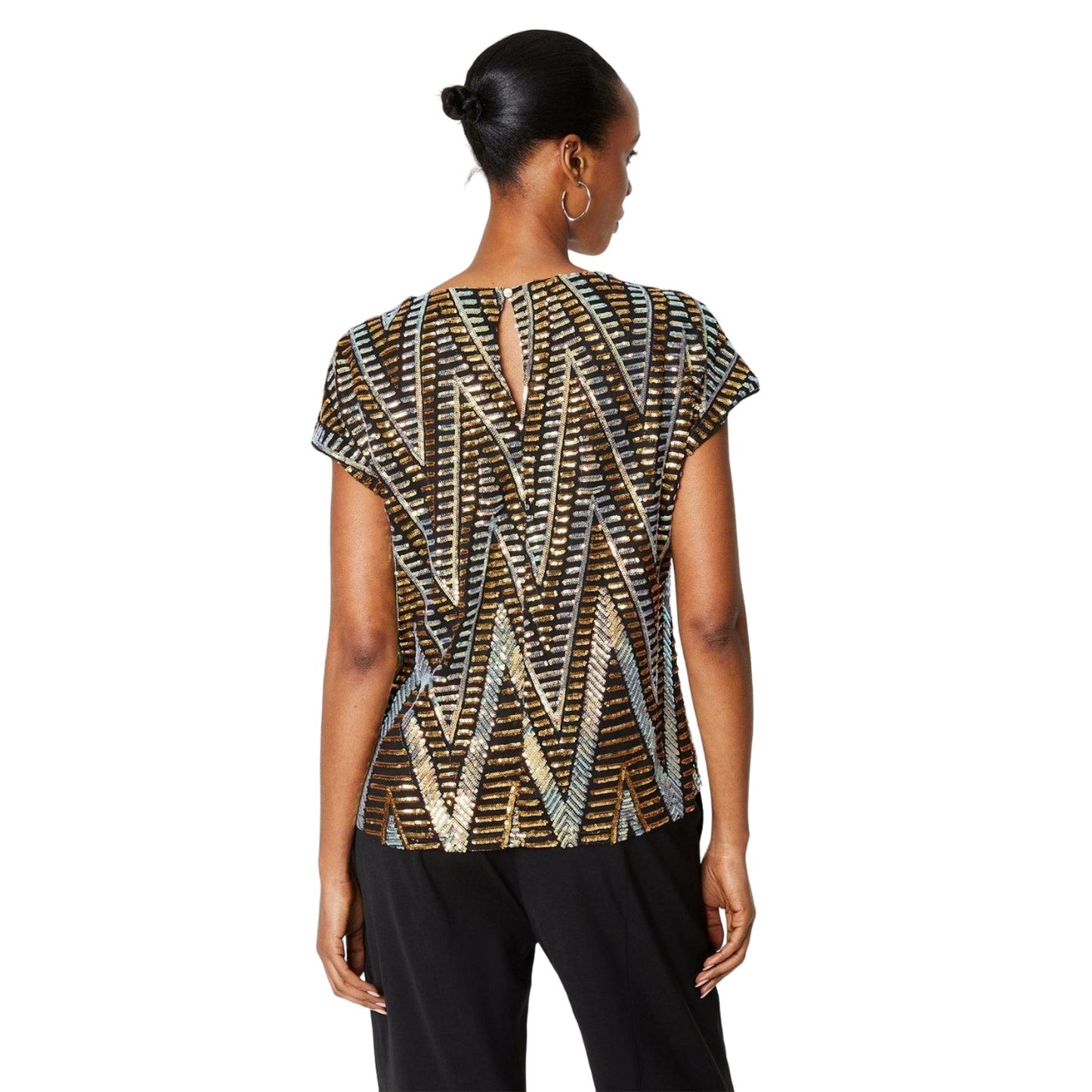 Black - Back - Principles Womens-Ladies Sequins Cold Shoulder Top