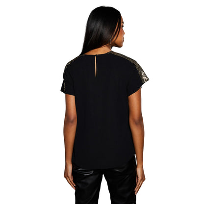 Gold - Back - Principles Womens-Ladies Sequin Insert T-Shirt
