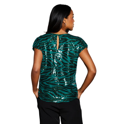 Green - Back - Principles Womens-Ladies Sequin T-Shirt
