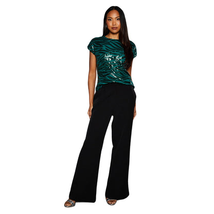 Green - Side - Principles Womens-Ladies Sequin T-Shirt