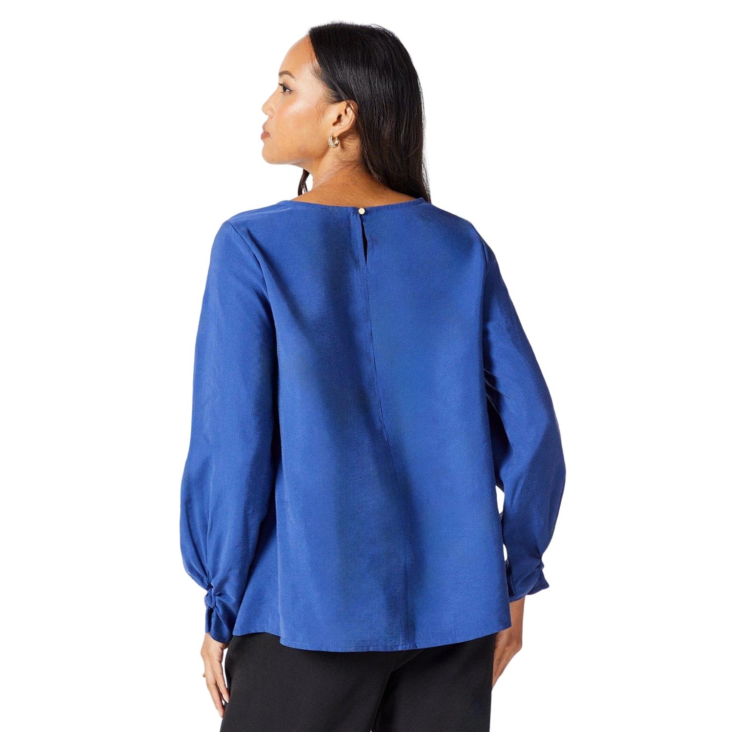 Navy - Back - Principles Womens-Ladies Plain Sleeve Detail Top