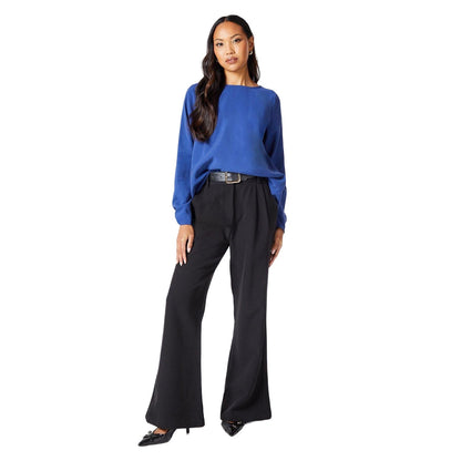 Navy - Side - Principles Womens-Ladies Plain Sleeve Detail Top