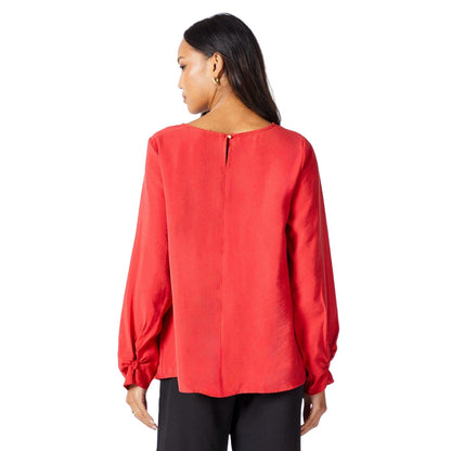 Red - Back - Principles Womens-Ladies Plain Sleeve Detail Top