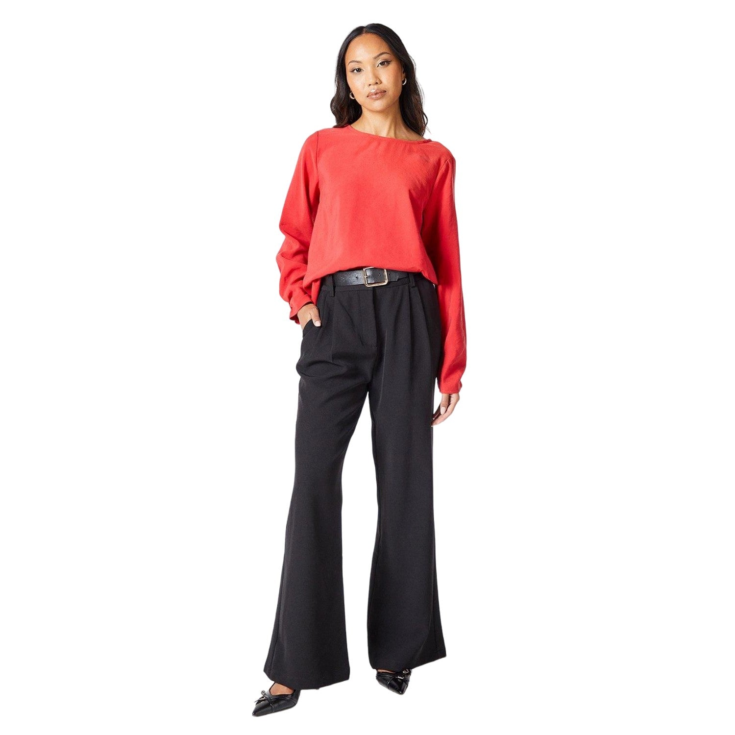 Red - Side - Principles Womens-Ladies Plain Sleeve Detail Top