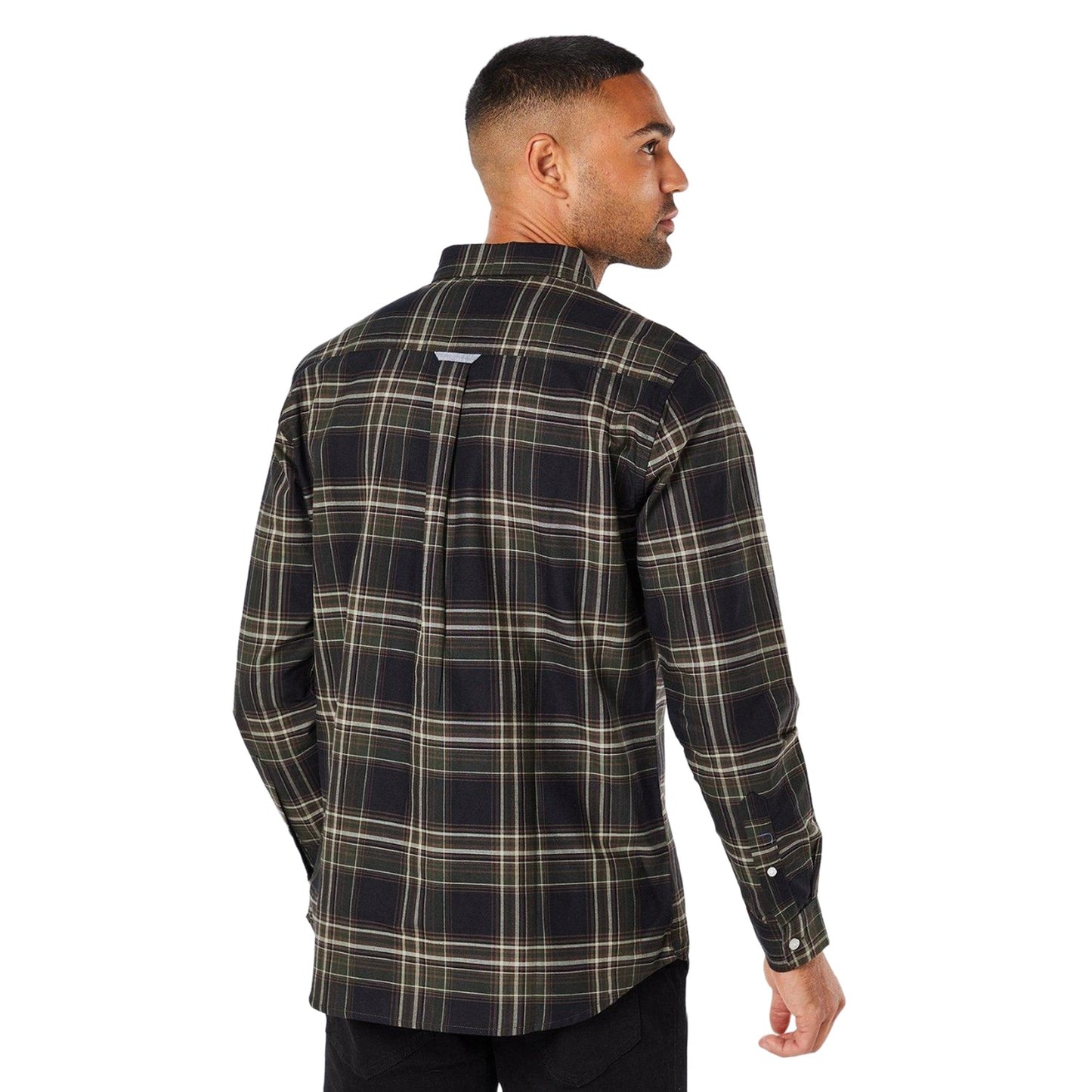Black - Back - Maine Mens Matrix Check Long-Sleeved Shirt