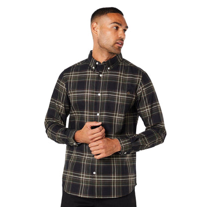 Black - Front - Maine Mens Matrix Check Long-Sleeved Shirt