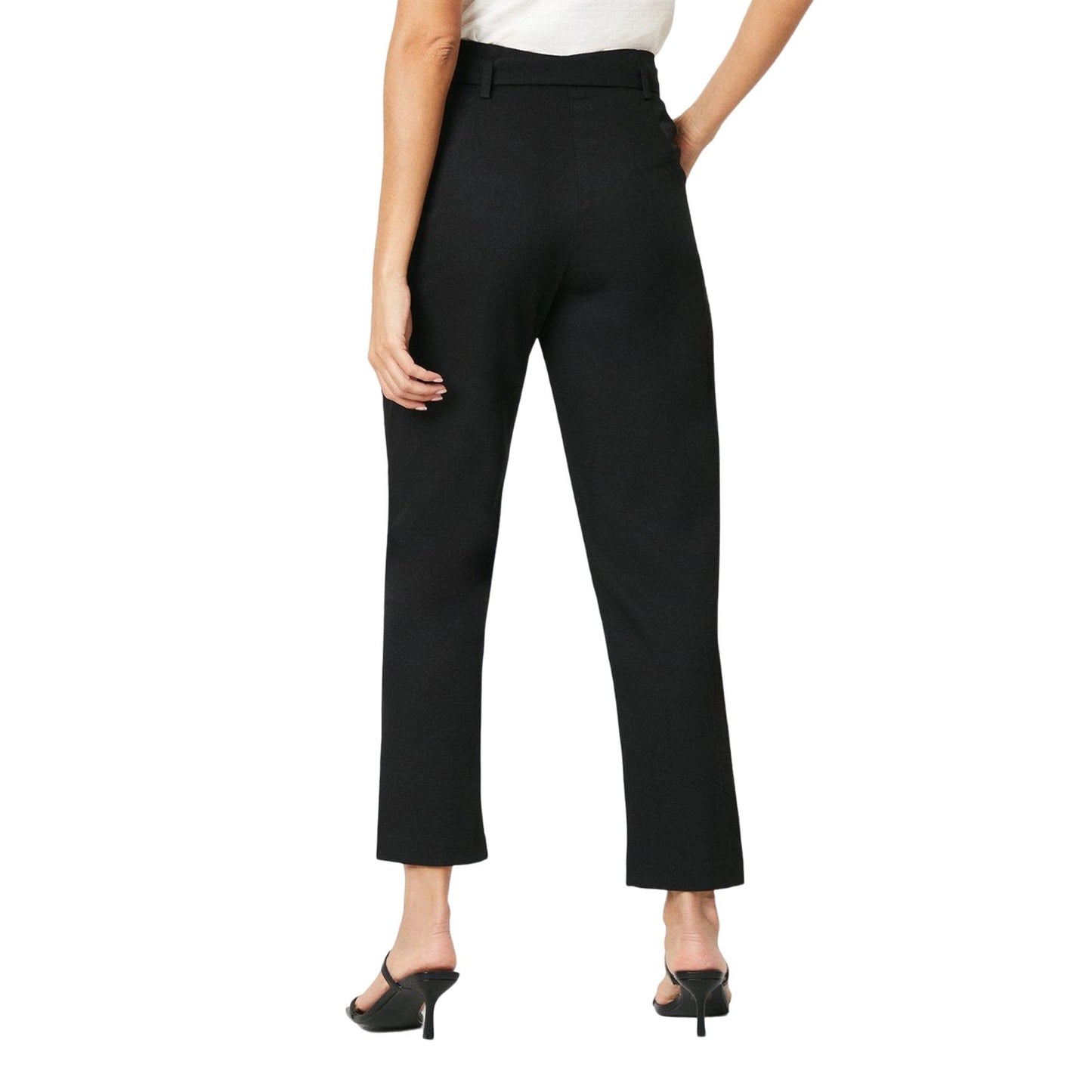 Black - Back - Principles Womens-Ladies Belted Paperbag Trousers