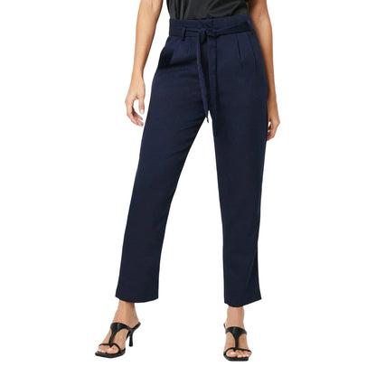 Navy - Front - Principles Womens-Ladies Belted Paperbag Trousers
