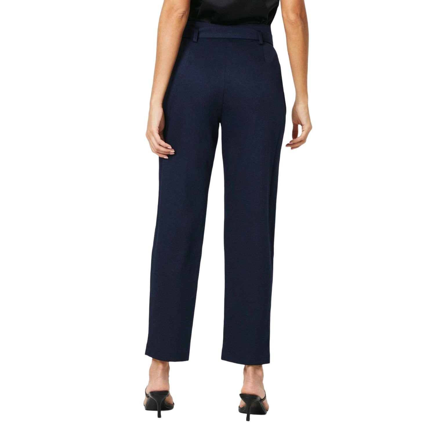Navy - Back - Principles Womens-Ladies Belted Paperbag Trousers
